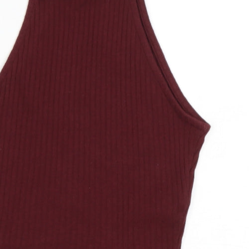 Miss Selfridge Womens Red  Cotton Basic Tank Size 4 High Neck