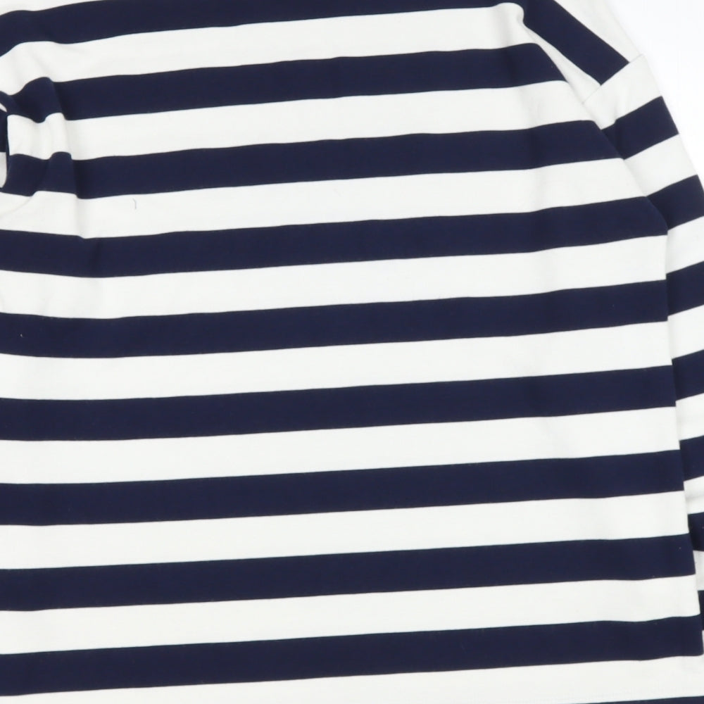 Papya Womens Blue Round Neck Striped Polyester Pullover Jumper Size 12