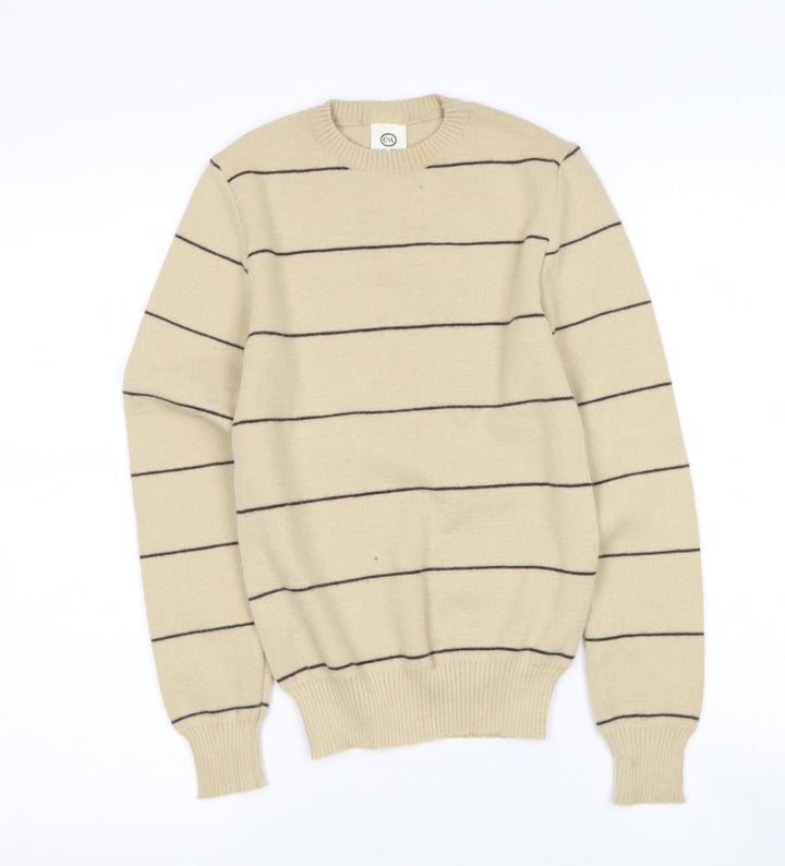 C&A Womens Beige Striped Polyester Pullover Jumper Size 12
