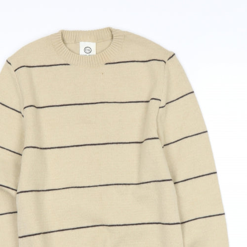 C&A Womens Beige  Striped Polyester Pullover Jumper Size 12