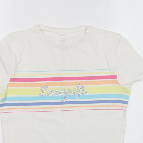 Marks and Spencer Womens White  Camel Basic T-Shirt Size 10 Round Neck