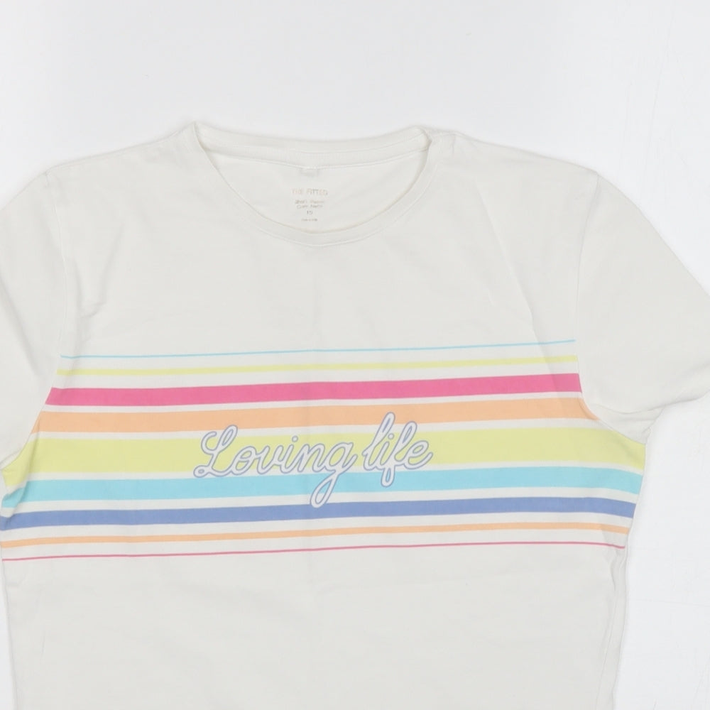 Marks and Spencer Womens White  Camel Basic T-Shirt Size 10 Round Neck