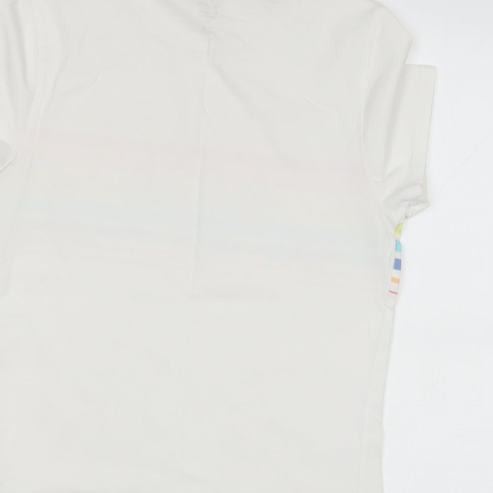 Marks and Spencer Womens White  Camel Basic T-Shirt Size 10 Round Neck