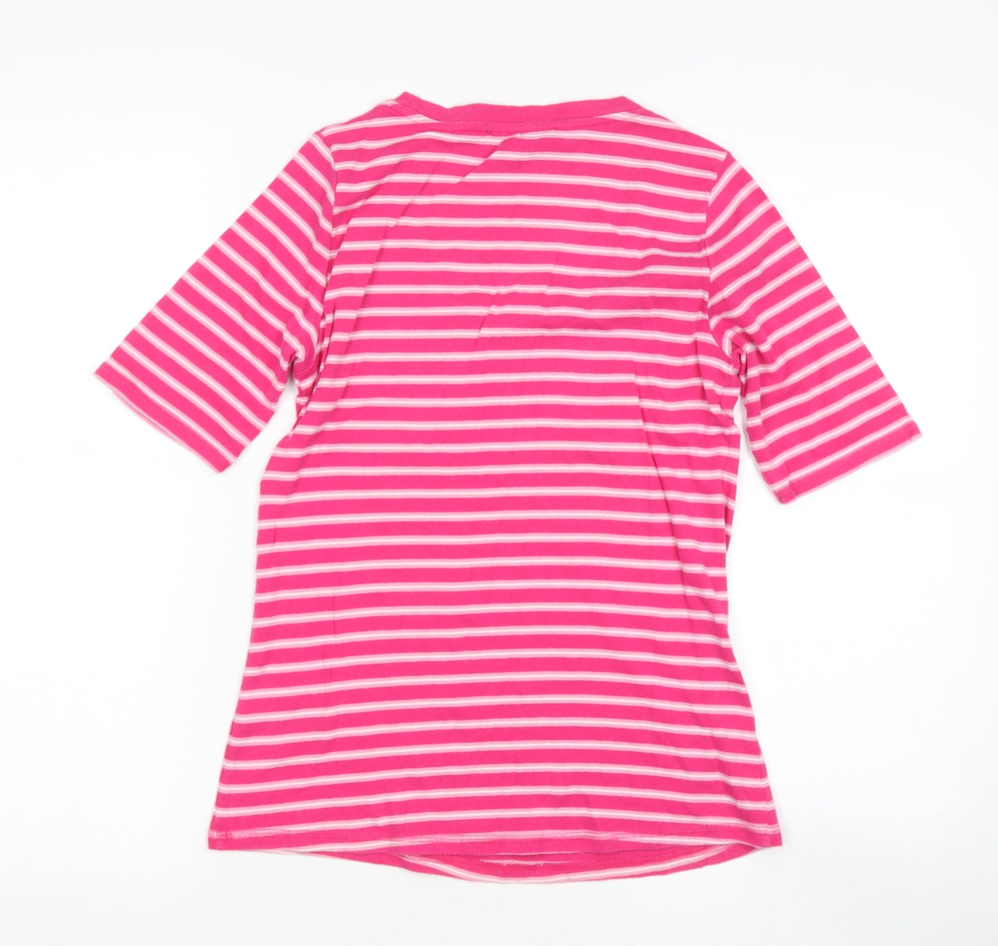 Marks and Spencer Womens Pink Scoop Neck Striped Cotton Pullover Jumper Size 10