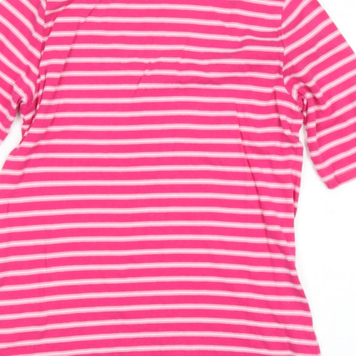 Marks and Spencer Womens Pink Scoop Neck Striped Cotton Pullover Jumper Size 10