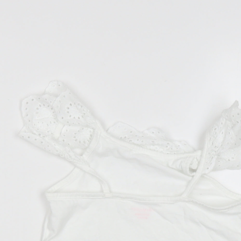 primrk Girls White  Cotton Basic Blouse Size 2-3 Years Square Neck