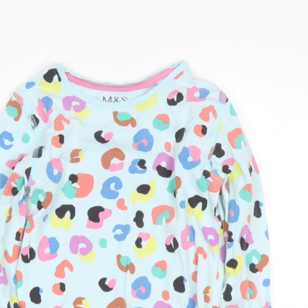 marks  Girls Blue  Cotton Basic Polo Size 5-6 Years Round Neck