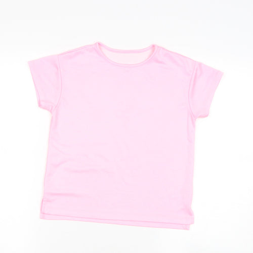 Dunnes Stores Girls Pink  Polyester Basic T-Shirt Size 8-9 Years Round Neck