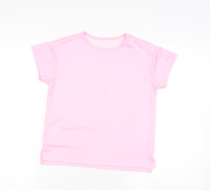 Dunnes Stores Girls Pink Polyester Basic T-Shirt Size 8-9 Years Round Neck