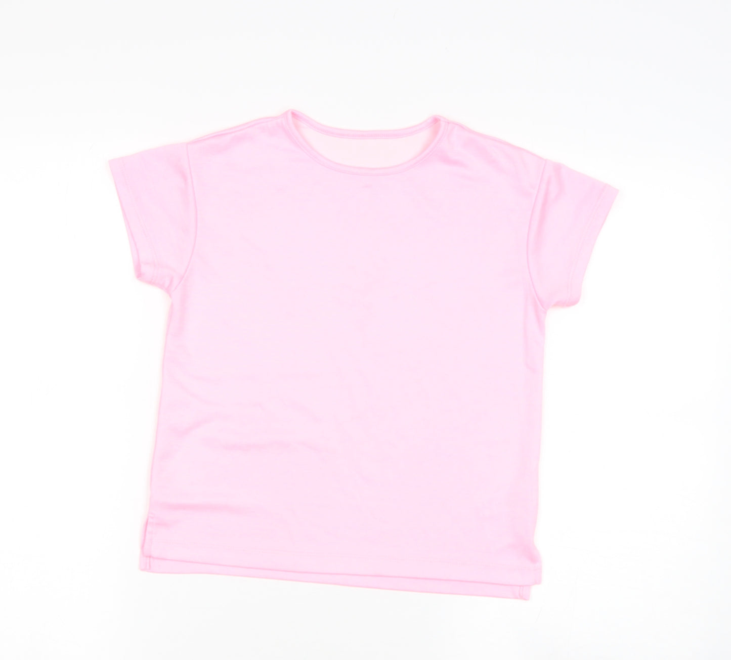Dunnes Stores Girls Pink  Polyester Basic T-Shirt Size 8-9 Years Round Neck