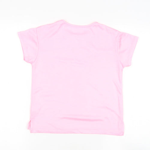 Dunnes Stores Girls Pink  Polyester Basic T-Shirt Size 8-9 Years Round Neck