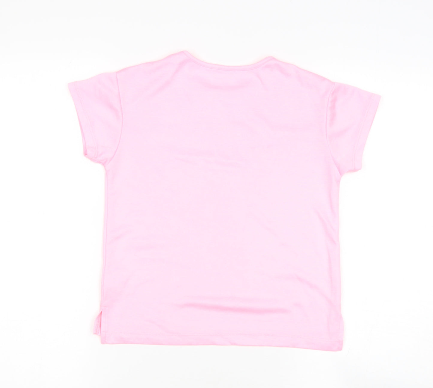 Dunnes Stores Girls Pink  Polyester Basic T-Shirt Size 8-9 Years Round Neck
