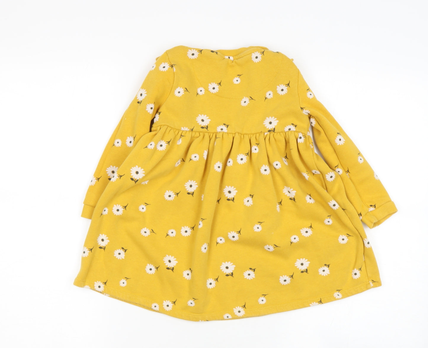 tesco Girls Yellow Round Neck  Cotton Pullover Jumper Size 3-4 Years