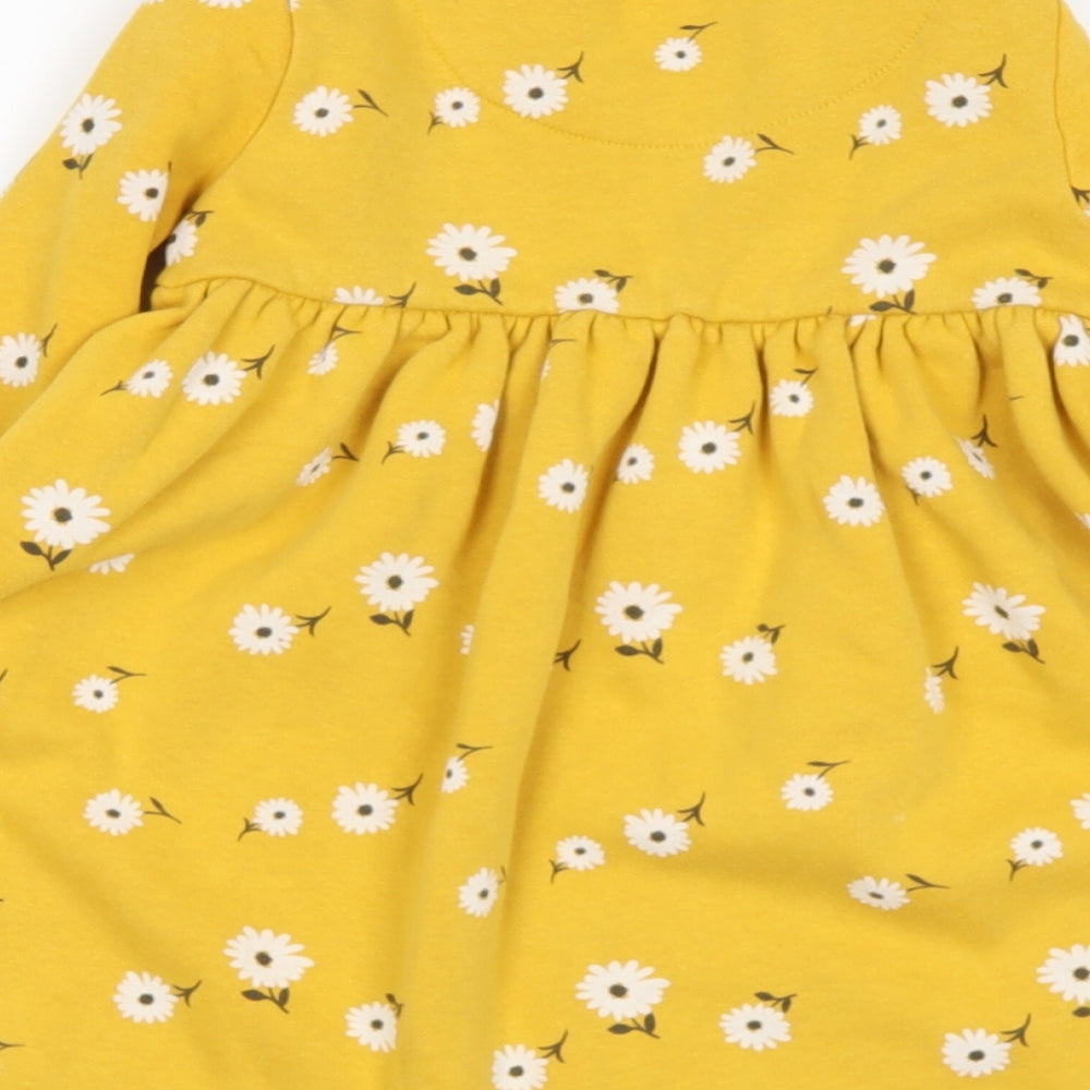 tesco Girls Yellow Round Neck  Cotton Pullover Jumper Size 3-4 Years