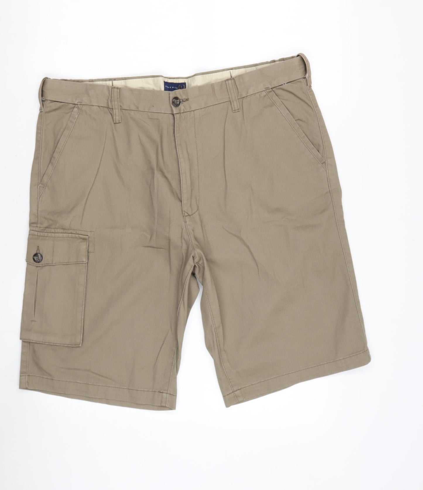 Lincoln Mens Beige  Cotton Cargo Shorts Size 36 L11 in Regular