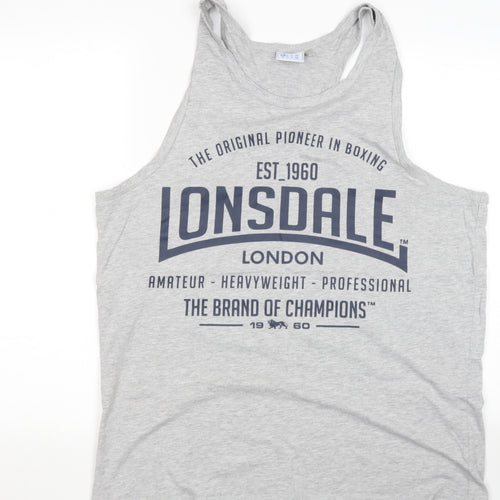 Lonsdale Mens Grey  Cotton  T-Shirt Size XLT Round Neck