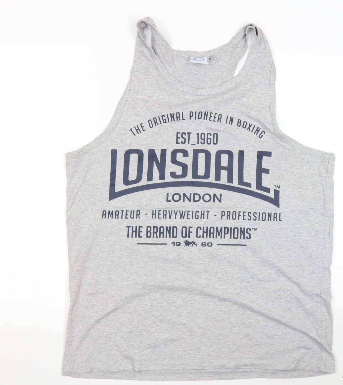 Lonsdale Mens Grey  Cotton  T-Shirt Size XLT Round Neck