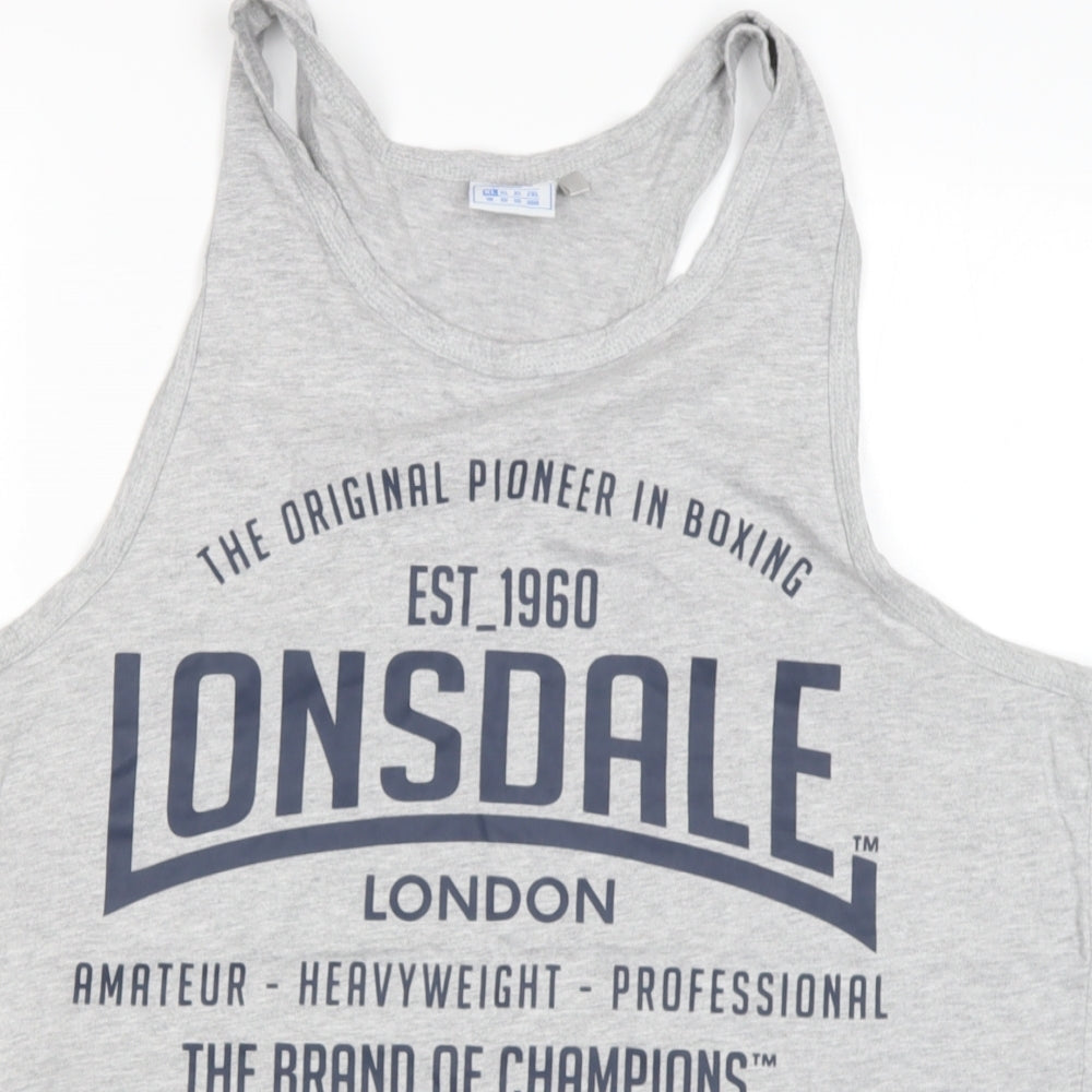 Lonsdale Mens Grey  Cotton  T-Shirt Size XLT Round Neck