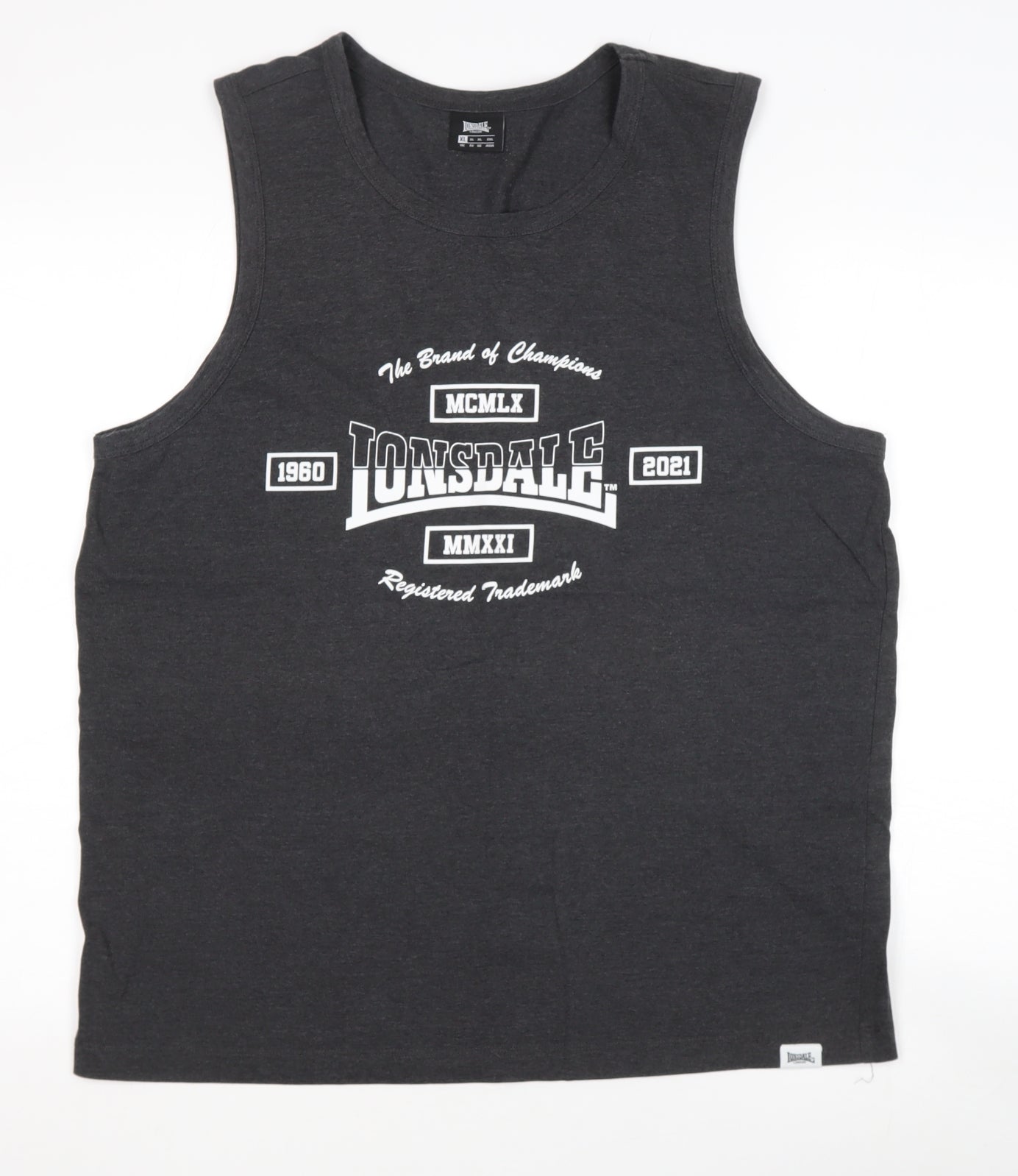 Lonsdale Mens Grey  Cotton  T-Shirt Size XL Round Neck