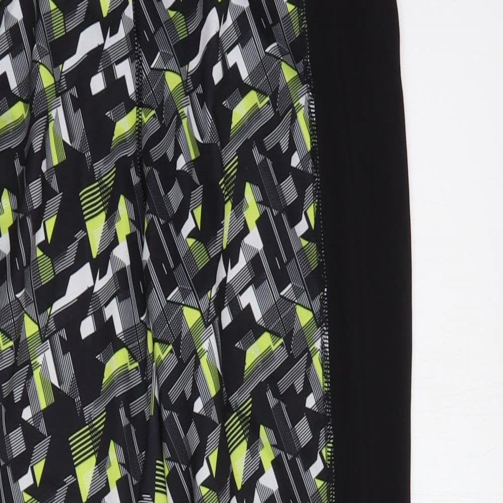 Souluxe Womens Black Geometric Polyester Compression Leggings Size M L27 in Regular