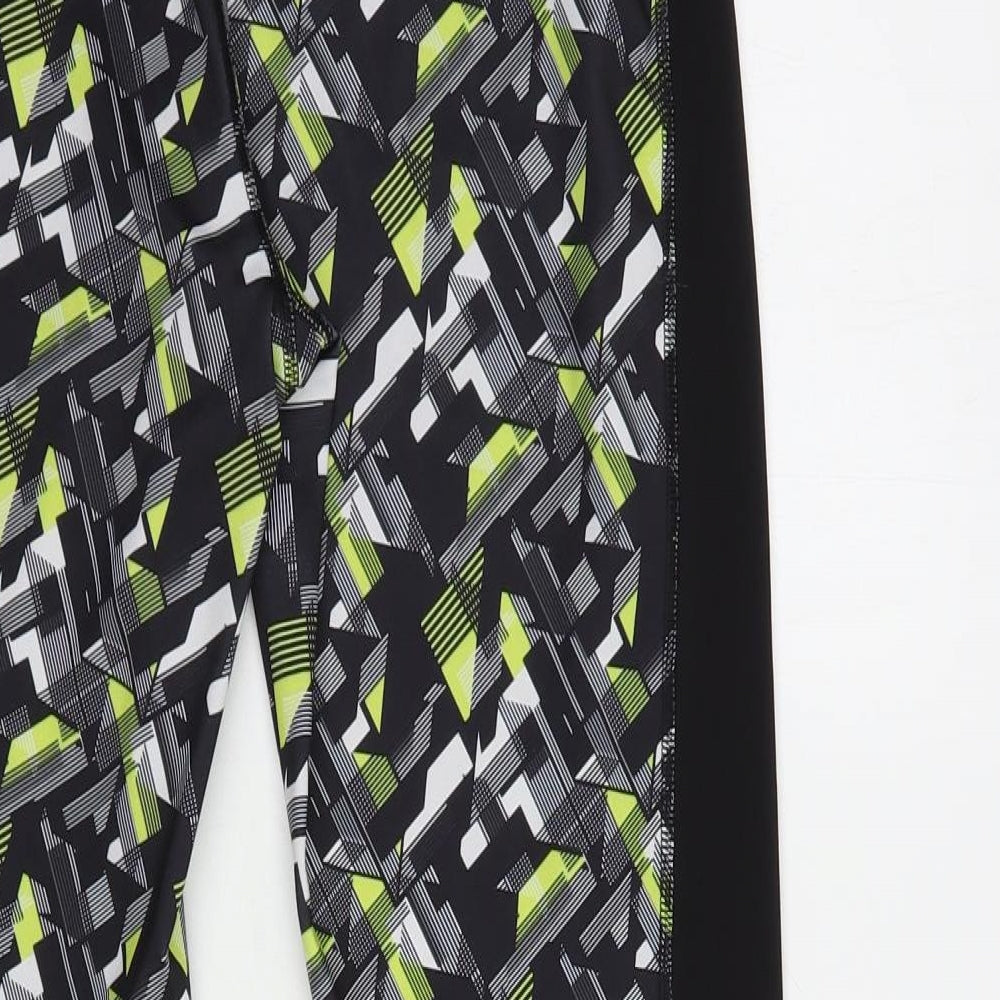 Souluxe Womens Black Geometric Polyester Compression Leggings Size M L27 in Regular