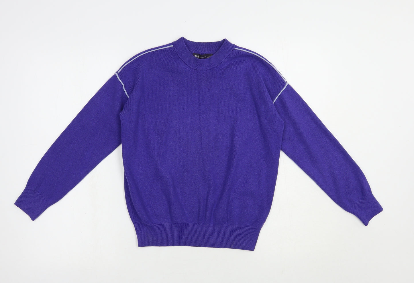 Marks and Spencer Womens Purple Mock Neck  Viscose Pullover Jumper Size S
