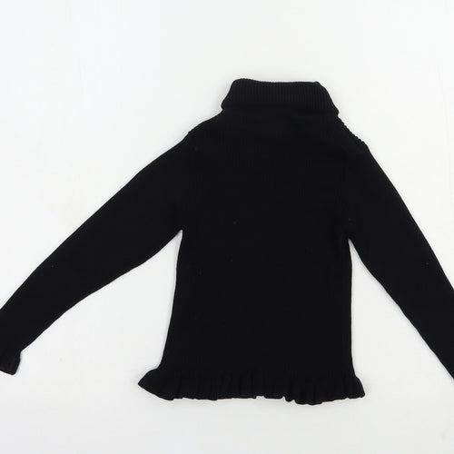 Matalan Girls Black Roll Neck  Cotton Pullover Jumper Size 7 Years  Pullover