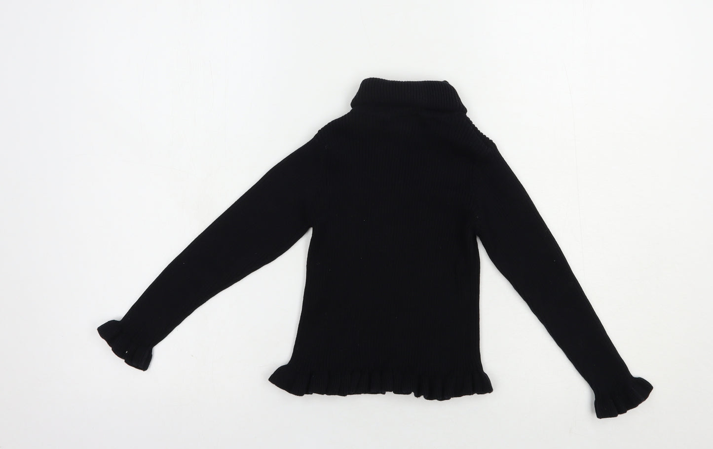 Matalan Girls Black Roll Neck  Cotton Pullover Jumper Size 7 Years  Pullover