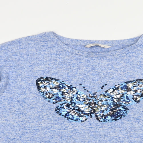 TU Womens Blue Crew Neck  Viscose Pullover Jumper Size 10   - Butterfly