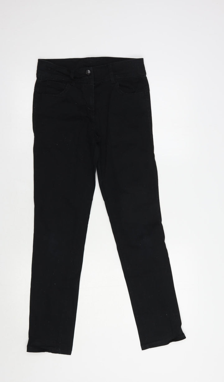 NEXT Girls Black Cotton Skinny Jeans Size 13 Years Regular Button