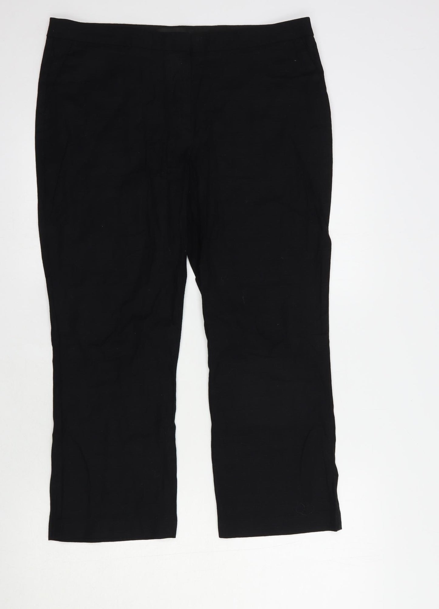 NEXT Womens Black  Cotton Cropped Trousers Size 12 L24 in Regular Hook & Eye