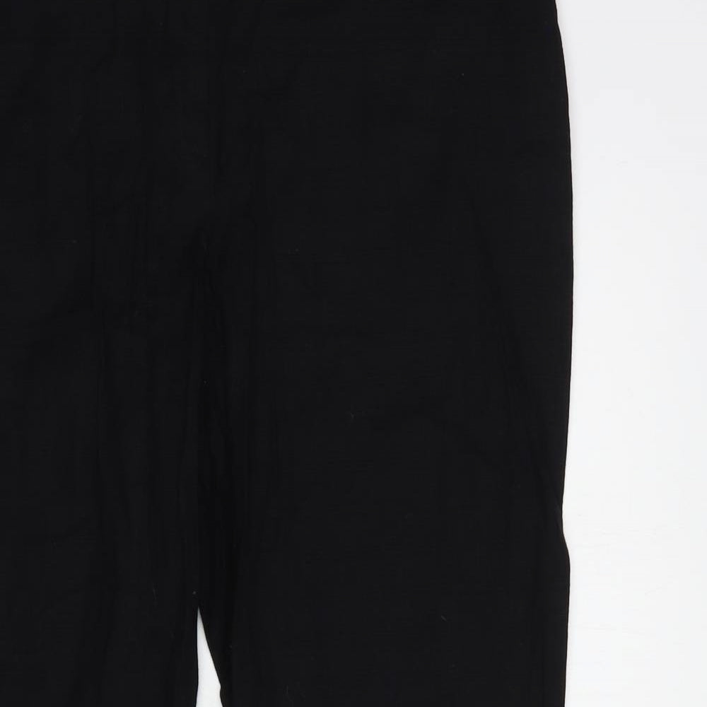 NEXT Womens Black  Cotton Cropped Trousers Size 12 L24 in Regular Hook & Eye
