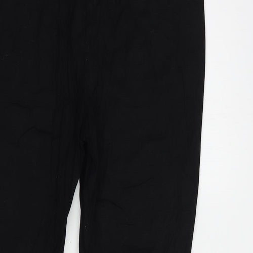 NEXT Womens Black  Cotton Cropped Trousers Size 12 L24 in Regular Hook & Eye