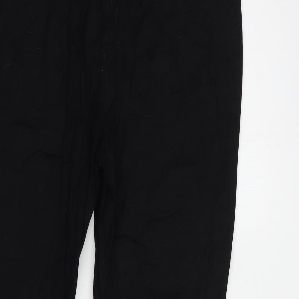 NEXT Womens Black  Cotton Cropped Trousers Size 12 L24 in Regular Hook & Eye