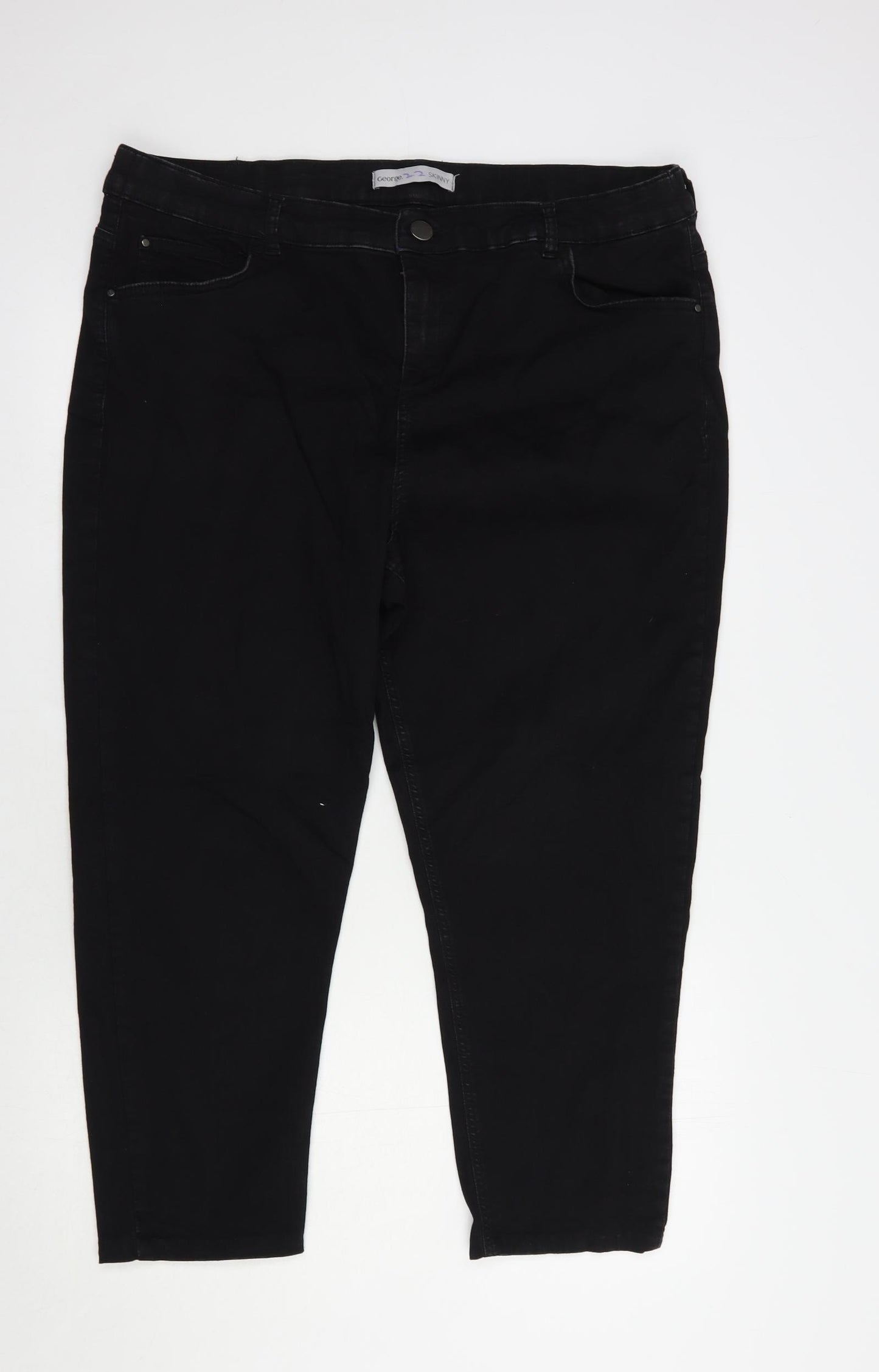 George Womens Black  Cotton Cropped Jeans Size 22 L25 in Regular Button