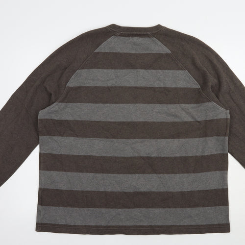 NEXT Mens Brown Striped Cotton Pullover Sweatshirt Size XL
