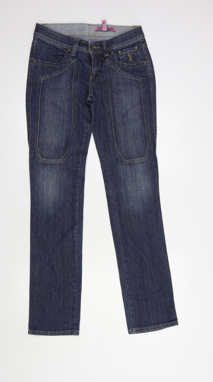 Jeckerson Womens Blue  Cotton Straight Jeans Size 28 in L34 in Regular Button