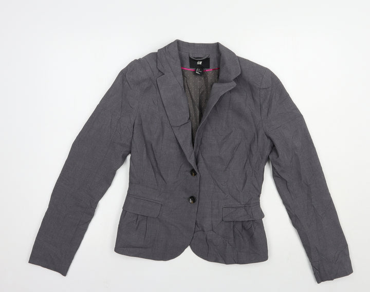 H&M Womens Grey Jacket Blazer Size 8 Button