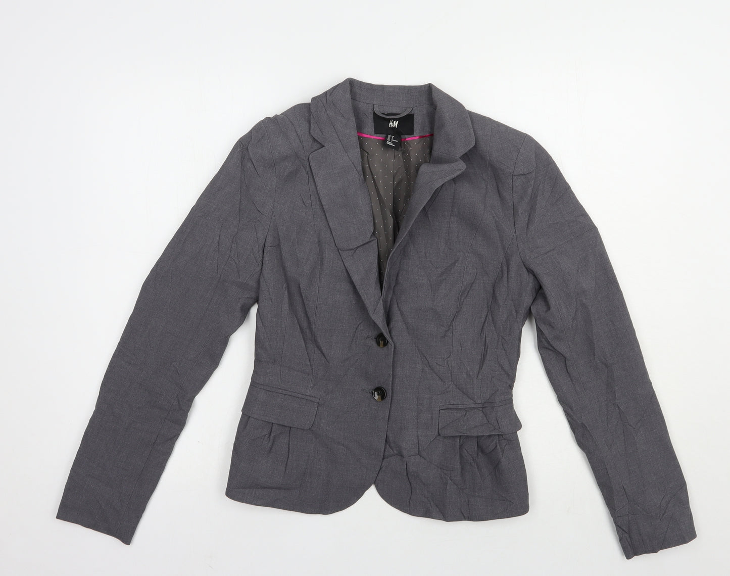 H&M Womens Grey   Jacket Blazer Size 8  Button