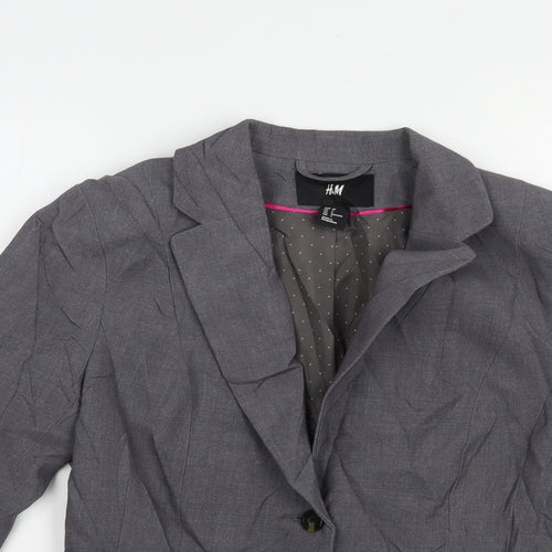 H&M Womens Grey   Jacket Blazer Size 8  Button