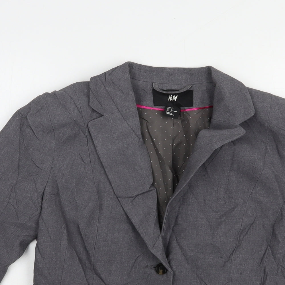 H&M Womens Grey   Jacket Blazer Size 8  Button