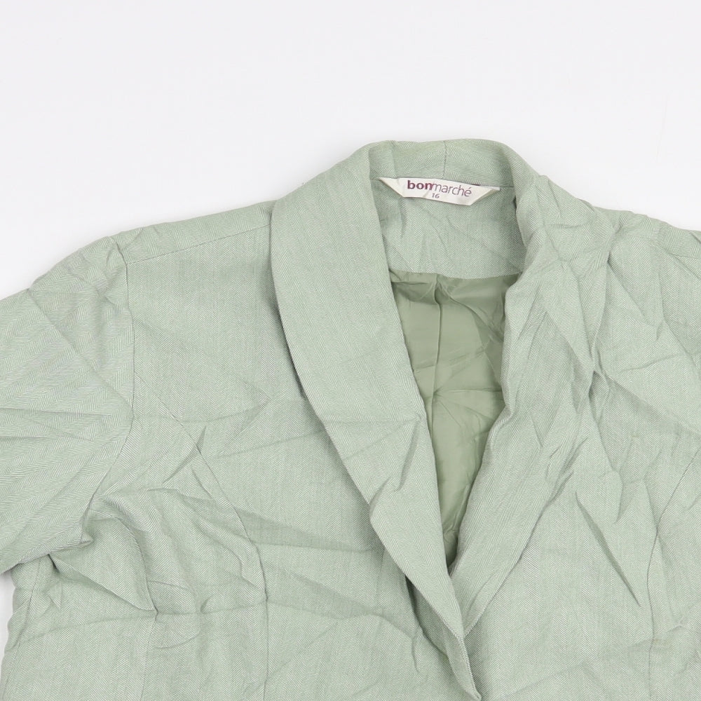 Bonmarché Womens Green   Jacket Blazer Size 16  Button