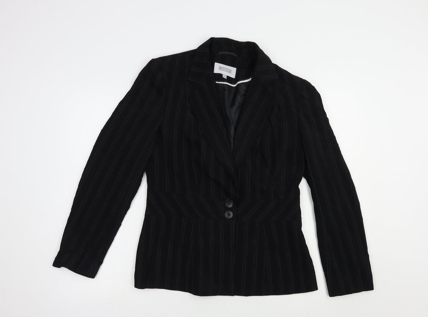 NEXT Womens Black Striped  Jacket Blazer Size 12  Button