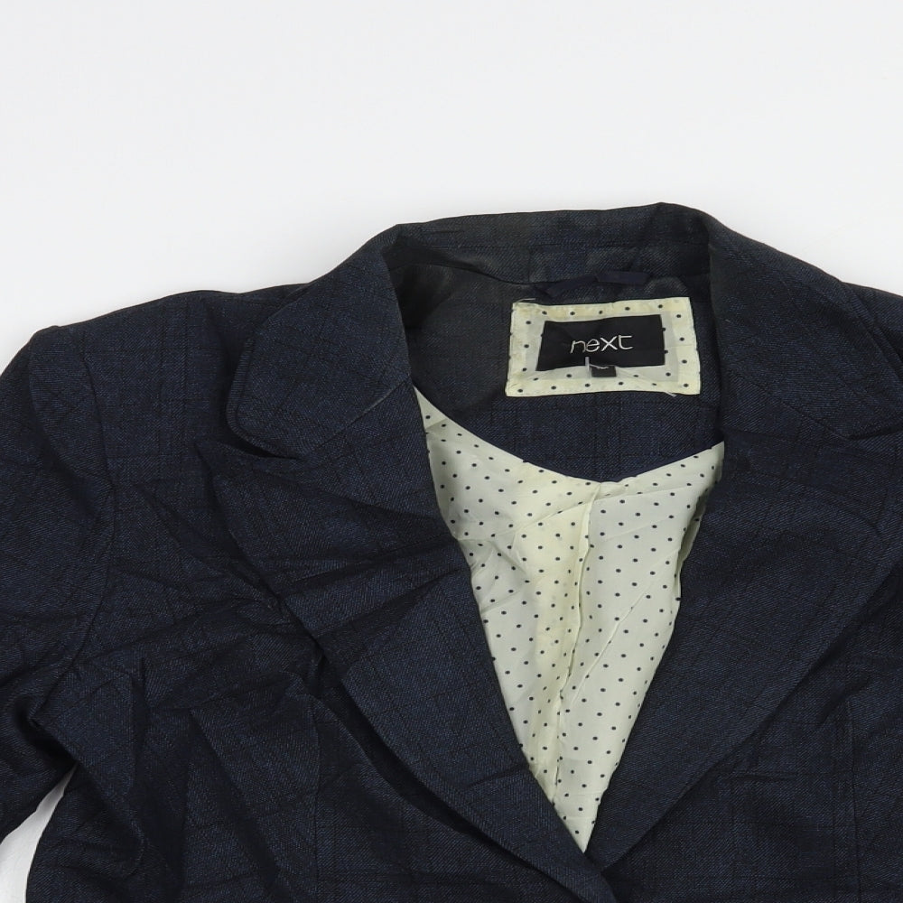 NEXT Womens Blue Check  Jacket Blazer Size 12  Button