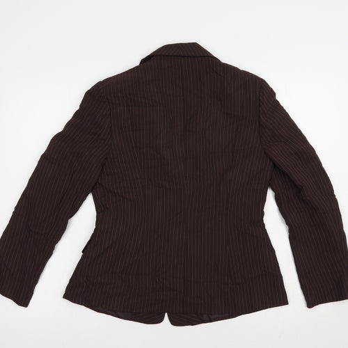 Precis Petitew Womens Brown Striped  Jacket Blazer Size 10  Button