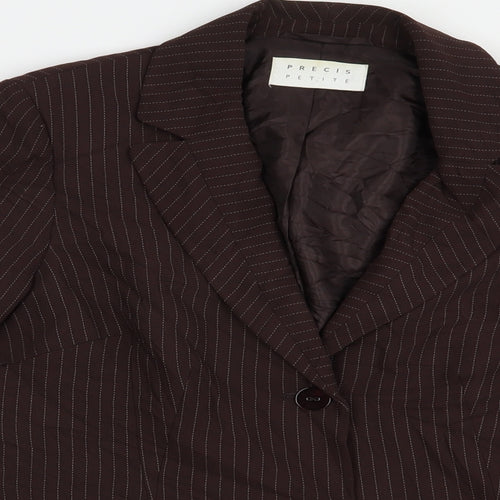 Precis Petitew Womens Brown Striped  Jacket Blazer Size 10  Button