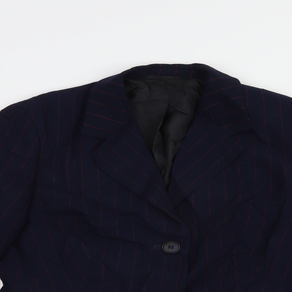 Preworn Womens Blue Striped  Jacket Blazer Size 12  Button