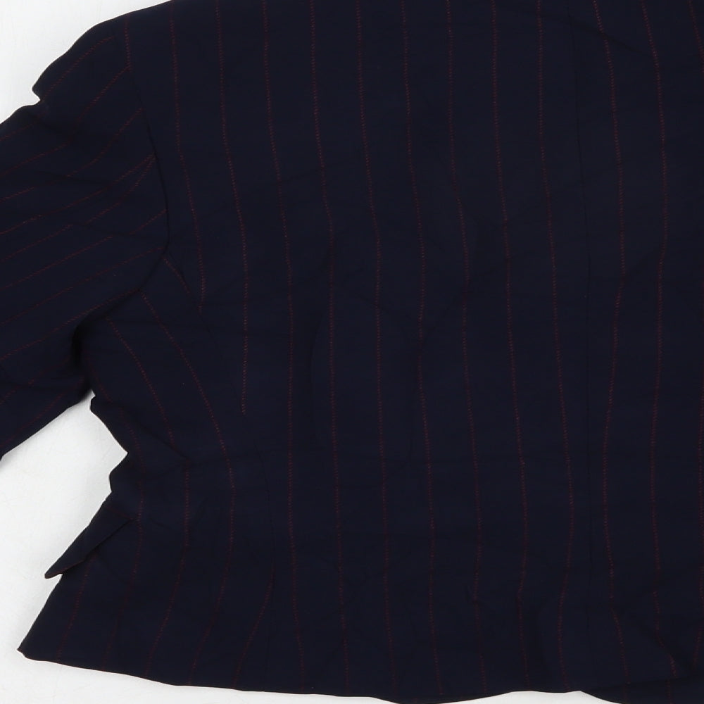 Preworn Womens Blue Striped  Jacket Blazer Size 12  Button