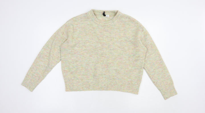 H&M Womens Multicoloured Crew Neck Acrylic Pullover Jumper Size M