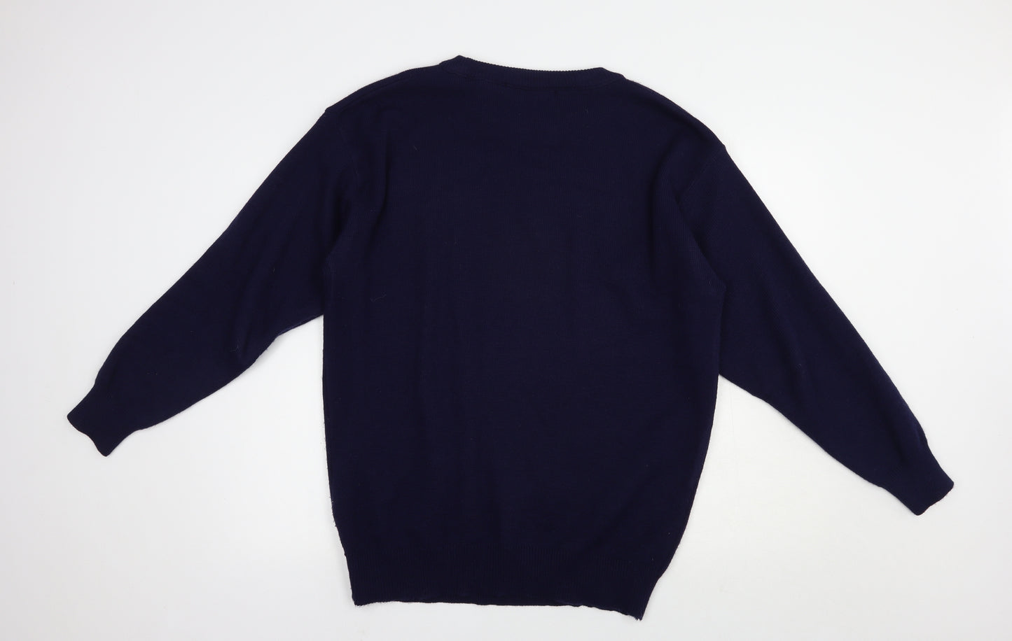 Cavallio Mens Blue Crew Neck  Acrylic Pullover Jumper Size XL